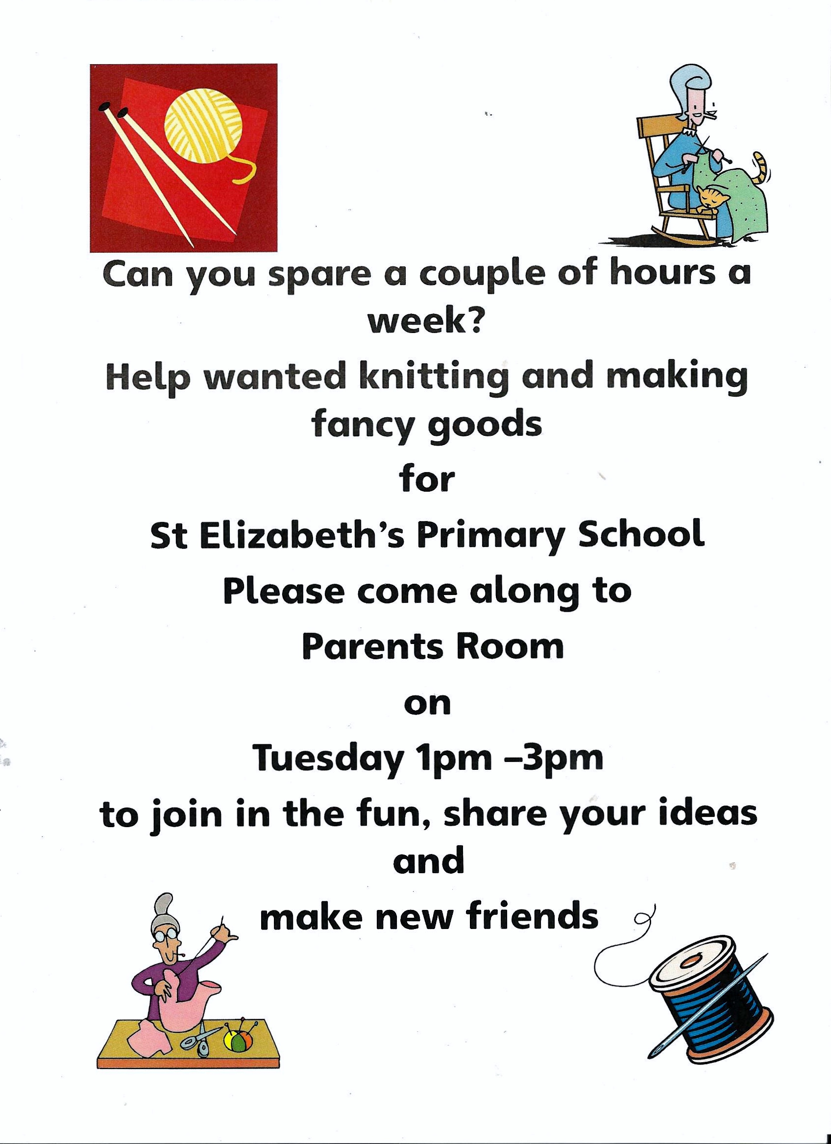 Knitters Wanted St Elizabeth's Primary School